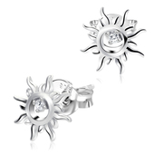 Sun Shaped with CZ Silver Ear Stud STS-4133